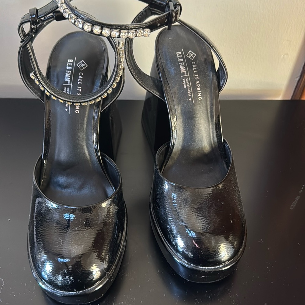 New never worn Ankle strap wedge pumps